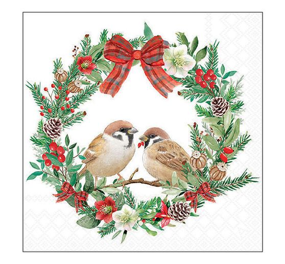 Napkin "Sparrows in a wreath"