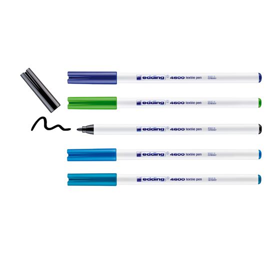 edding 4600 "Textile pen", 5 pieces